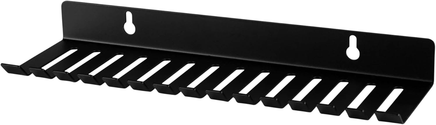 Penn Elcom Black Small Wall Mount Cable Organizer with Solid Shelf for Office and Home Cable Management