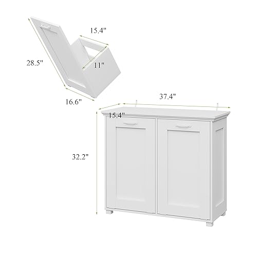 Miniatura 8 de Gabinete de basura con doble inclinación hacia fuera con función desodorizante, 20 galones, soporte independiente a prueba de mascotas para cocina,