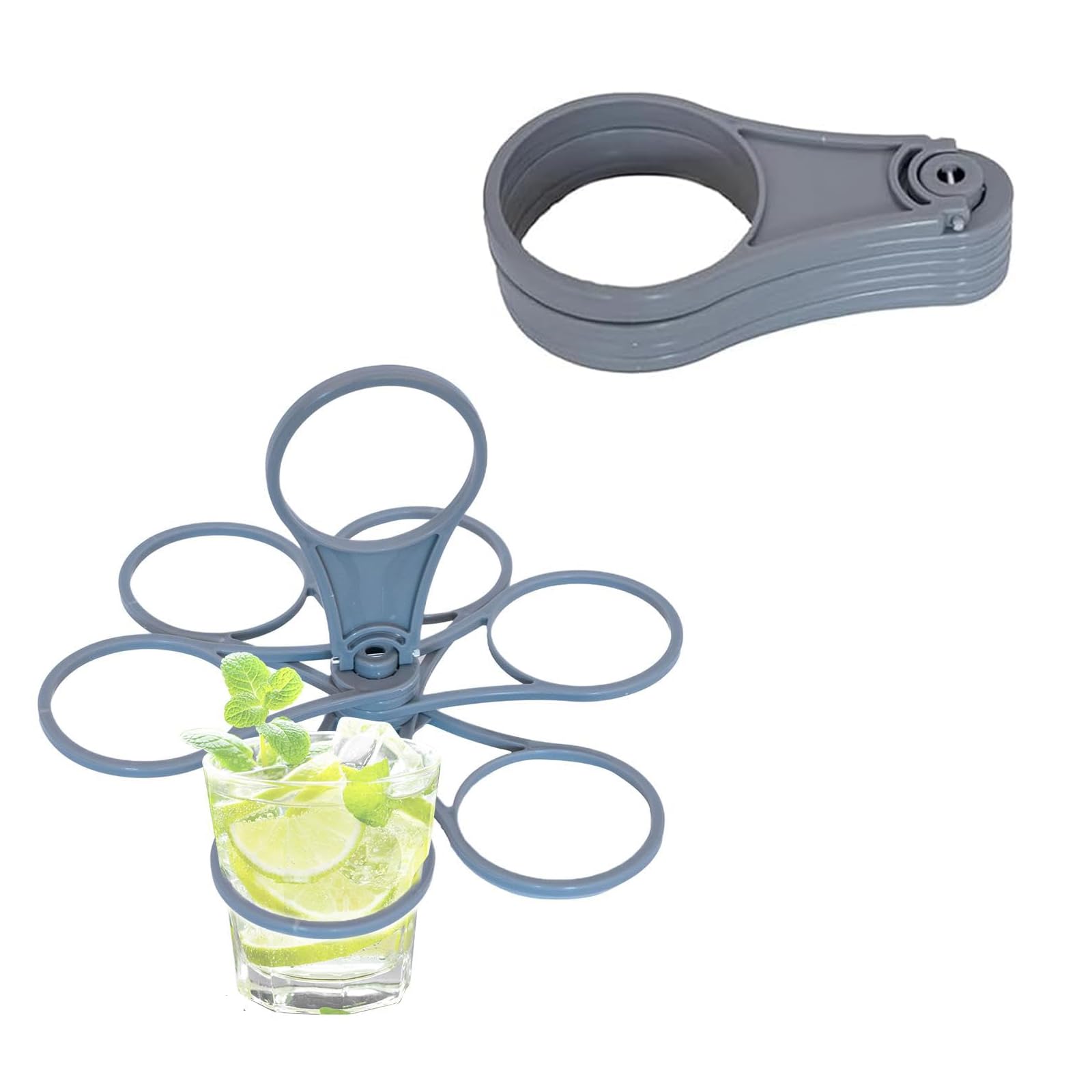 Portavasos Plegable para Café,2 PCS Reutilizable Soportes para Bebidas para 6 Vasos Portavasos con Asa, Soporte Plegable para Bebidas para Barras Fiestas y Reuniones