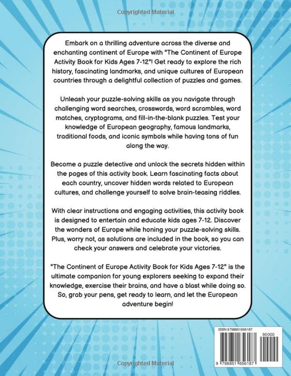 The Continent of Europe: A continent-themed puzzle book for brainy kids aged 7-12, plus 6 bonus Mandala's: A combination of Word activities to ... activity books for brainy kids ages 7-12) - Image 2