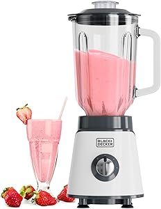 BLACK+DECKER – 1000W Glass Blender | 1.5L Glass Jug | 4 Removable Stainless Steel Blades | Ice Mincer | 2 Speeds + Pulse |…