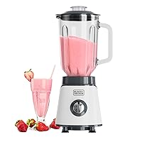 BLACK+DECKER - Frullatore potente BXJB1002E 1000W | Caraffa in Vetro 1,5L | Lame Inox