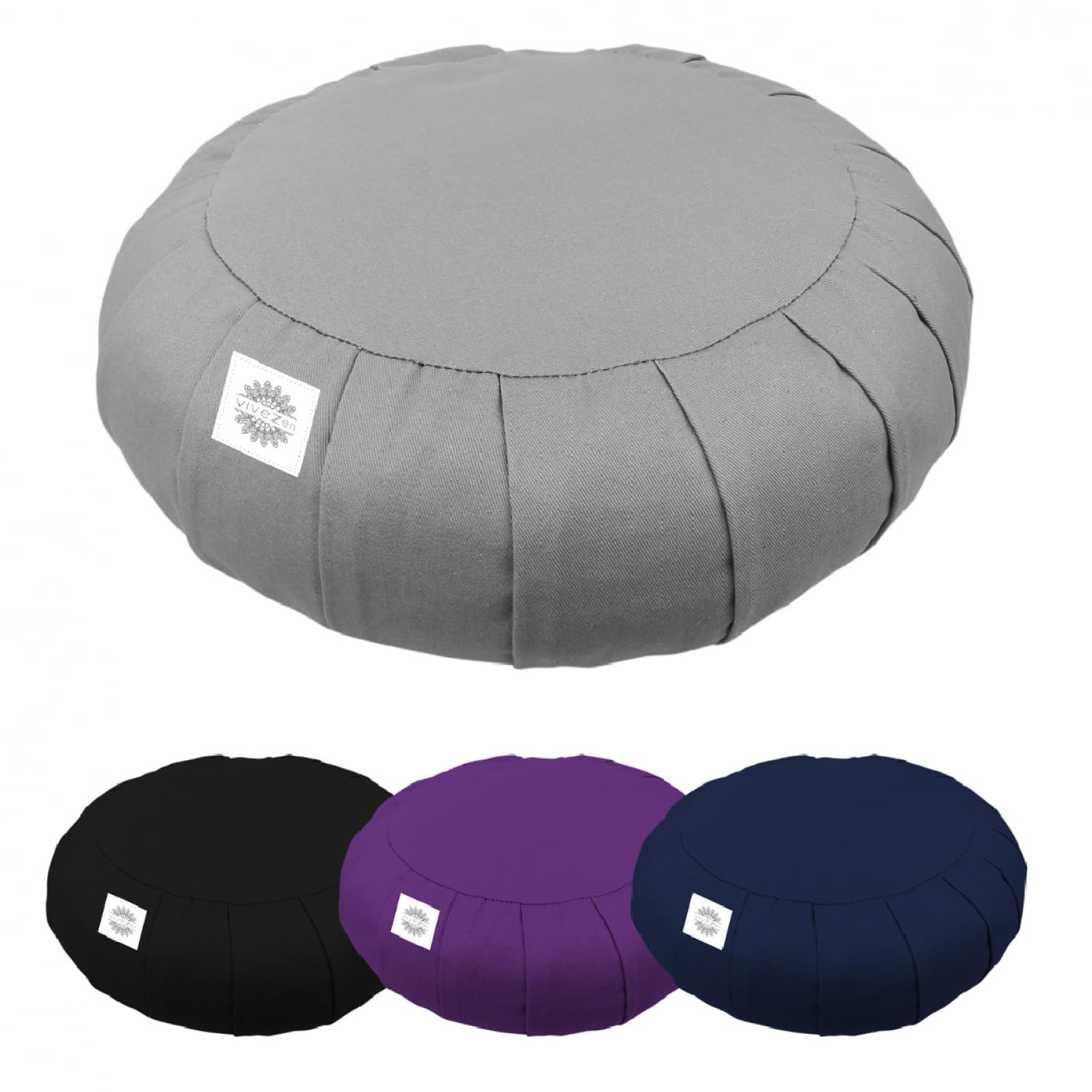 Vivezen - Pouf, zafu, coussin de méditation, yoga - Rond - 38 x 38 x 13 cm - Plusieurs coloris