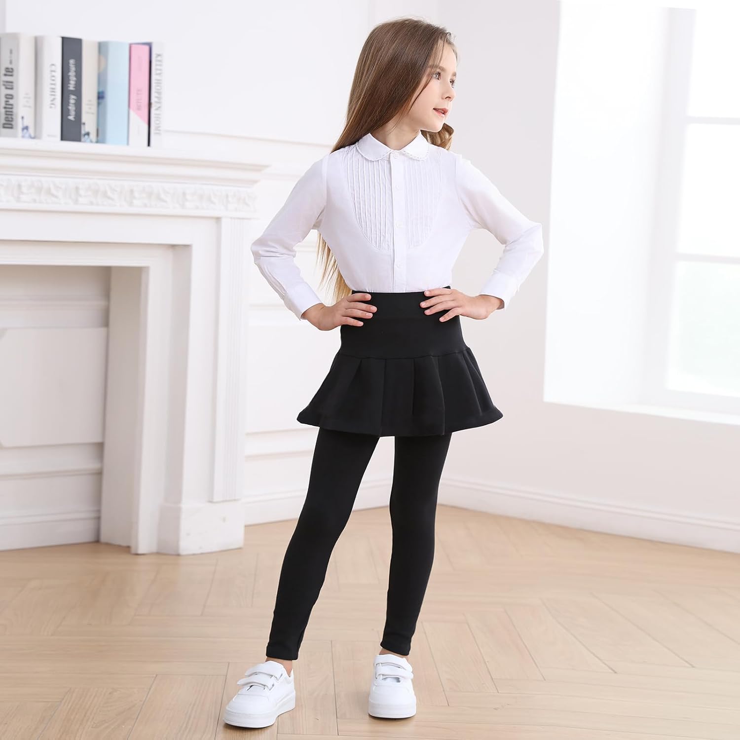 Girls Leggings with Skirt Soft Kids Leggings Ruffle Skirt Uniform Pants High Waisted 2-9 Years - Image 6