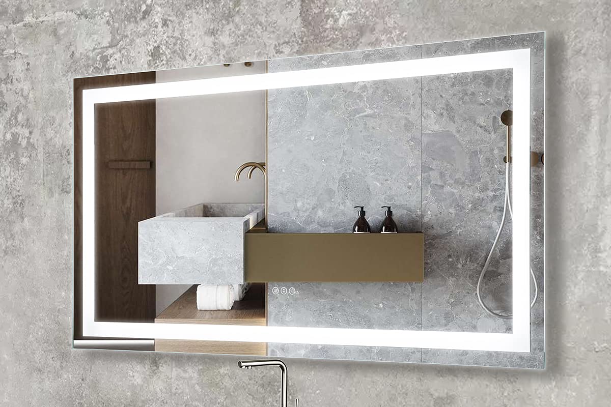 Prominence Home Luxury LED Bathroom/Wall Mirror with Front and Back Light, Anti-Fog, Shatter-Resistant and Adjustable Light Settings, 55 in x 30 in