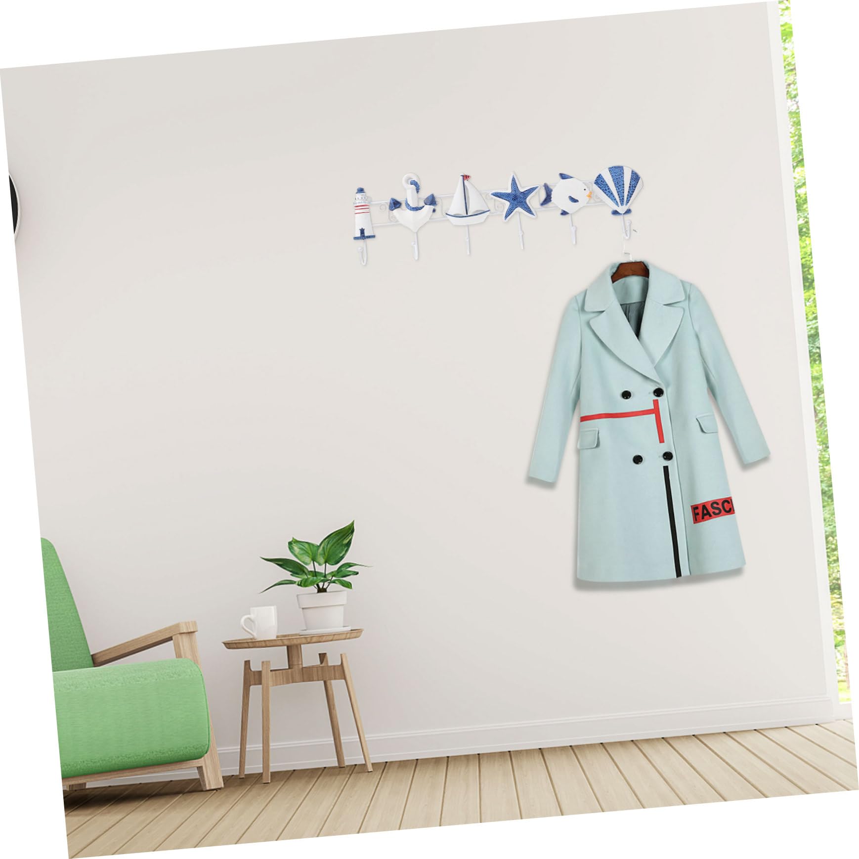 Mediterrane Vintage Kleiderhaken Kreative Hakenleiste mit 6 Starken und Bruchsicheren Haken für Garderobe und Haustürdekoration
