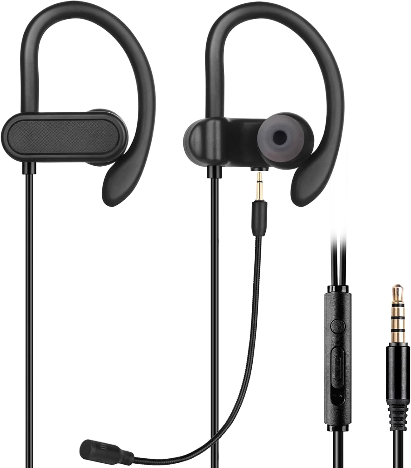 Cuffie auricolari in-ear cablate da 3,5 mm con ganci avvolgenti, cuffie da gioco e microfono per dispositivi mobili e PC, Xbox Series X / S, Xbox One, PS5, PS4, PlayStation, Switch [ Vestibilità leggera e sicura]