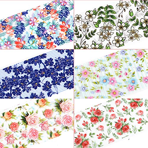 Flowers Nail Art Transfer Foils For Nails Supply Foil Transfer Nail Art Stickers 10 Sheets Floral Nail Transfers Starry Sky Nail Decals For Women False Nail Designs Manicure Tips Wraps Charms #TOP3