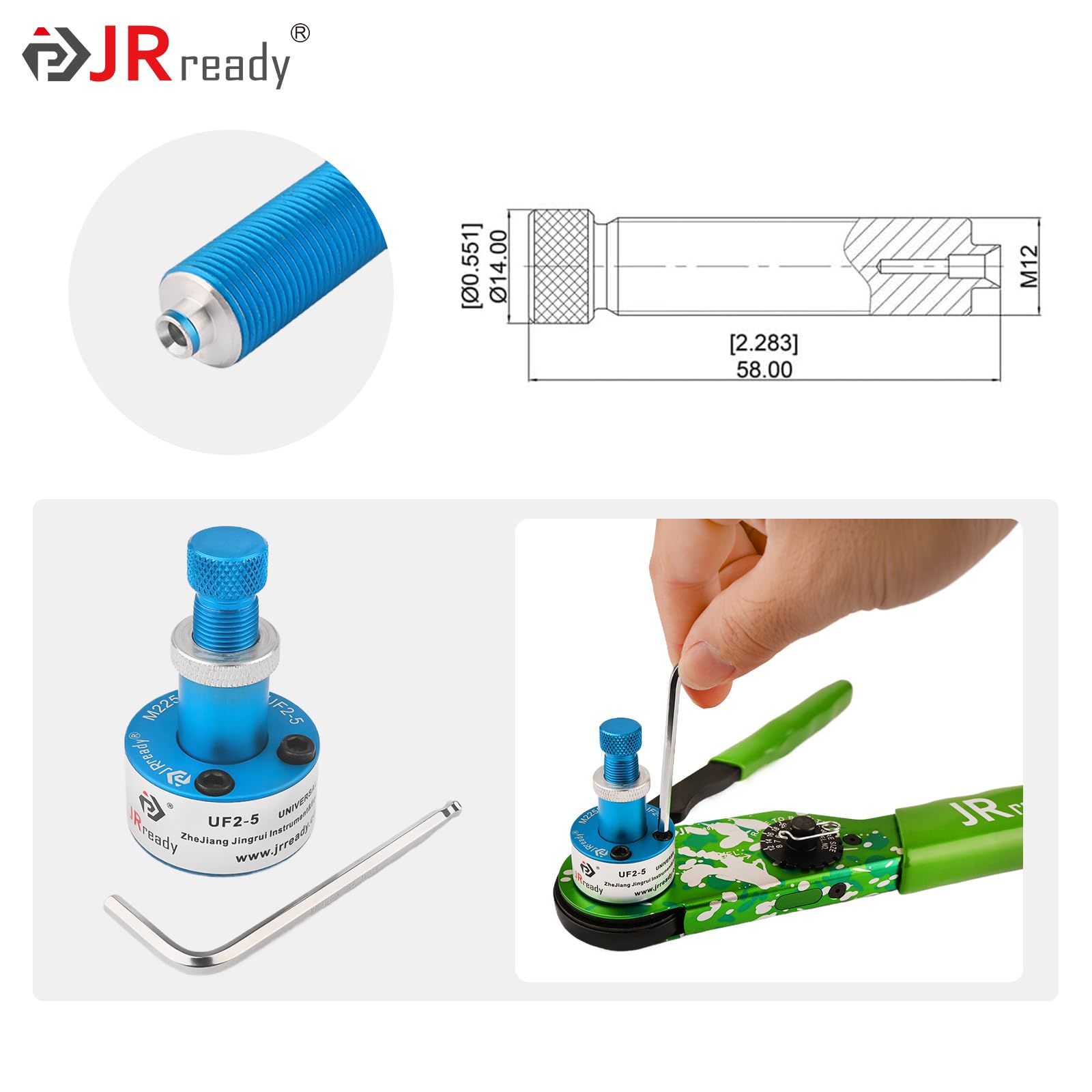 JRready ST2175 NEW-ASF1G Crimpare #12#16#20 Dimensione chiusa con UF2-5 Posizionatore regolabile per connettori pesanti Connettore MIL ecc Connettore elettrico