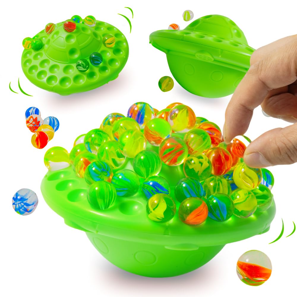 Family Game,Marble Balance Game?? – 60 Colorful Marbles with Built-in Storage | Fun Board Games for Kids & Adults | Exciting Party Game for 1-4 Players for Kids Ages 7-8-14
