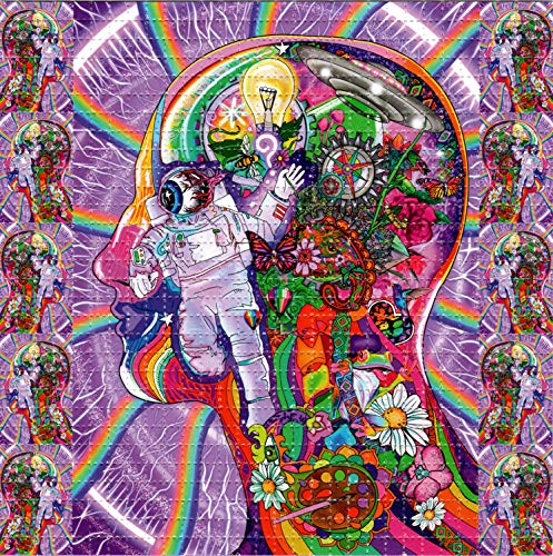 Psychedelic Astronaut Eyeball by Ellie Paisley Brooks LSD BLOTTER ART SIGNED by Ellie and Zane Kesey Numbered Limited Edition of 100 psychedelic print perforated sheet acid free lsd art paper 30x30, 900 tabs, 7.5 x 7.5 inches, in Clear Protective Sle