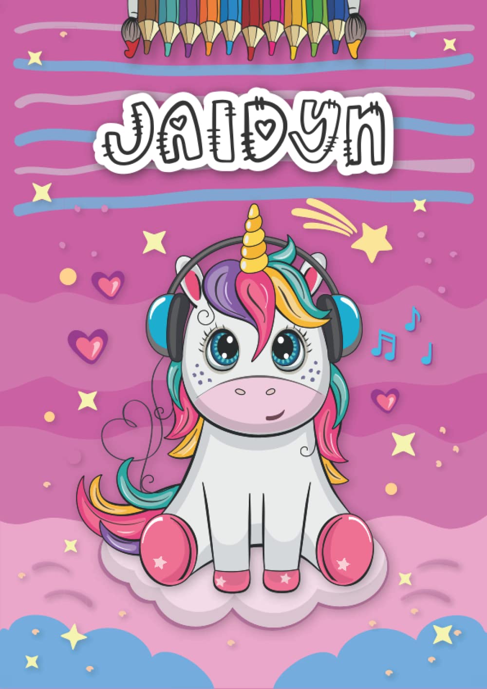 Jaidyn: Personalized Coloring Book for Jaidyn | Theme: Unicorn | Birthday gift for girl, daughter ... | Ages: 4-8 | 25 unicorn designs with name Jaidyn, Large size A4 (ca. 8.5 x 11 inches)