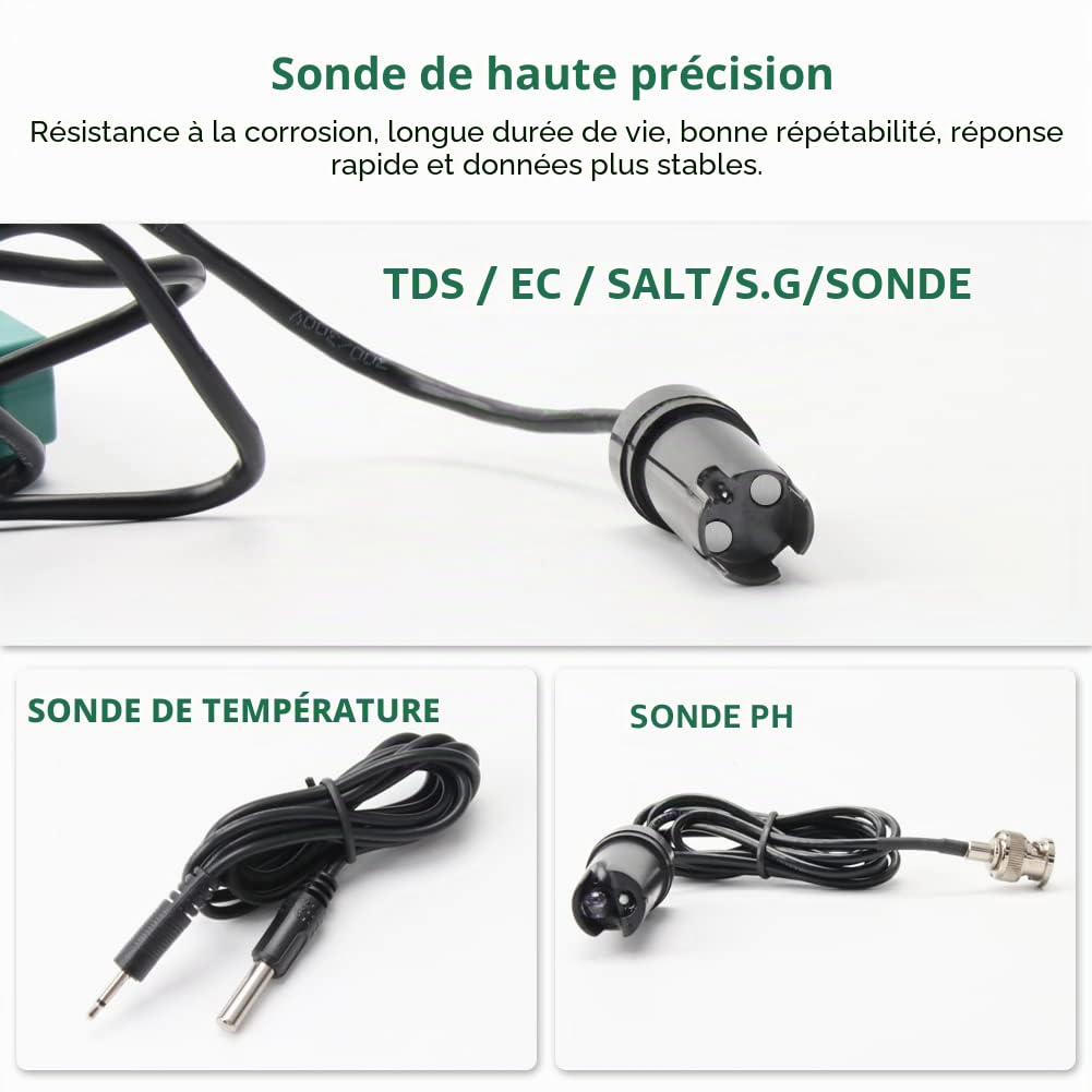 Testeur de qualité de l'eau 6 en 1 WiFi Moniteur de qualité de l'eau multiparamètre Numérique PH/Solides totaux dissous/EC/S.G/Salt/Temp Meter pour Aquaculture Piscine