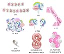FI - FLICK IN Latex & Paper 49 Pcs Happy Birthday Unicorn Theme Sash Cutouts 8th Birthday Decoration for Girls (Pack of 49, Pink & White) gallery image