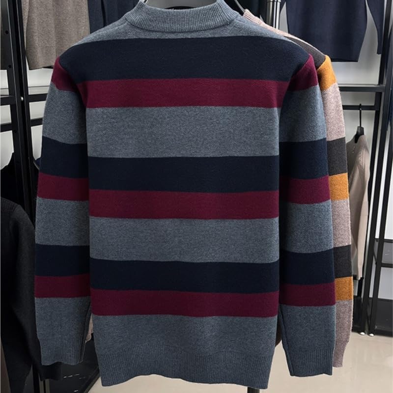 Men's Base Sweater Semi High Neck Knitted Long Sleeved Slim Fit Pullover Sweaters