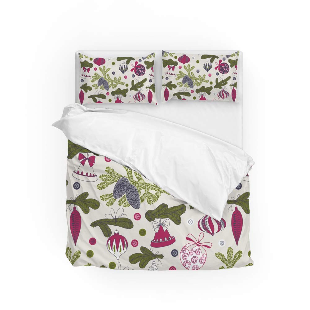 Housse de couette Noël 3 pièces avec 2 taies d'oreiller en microfibre douce