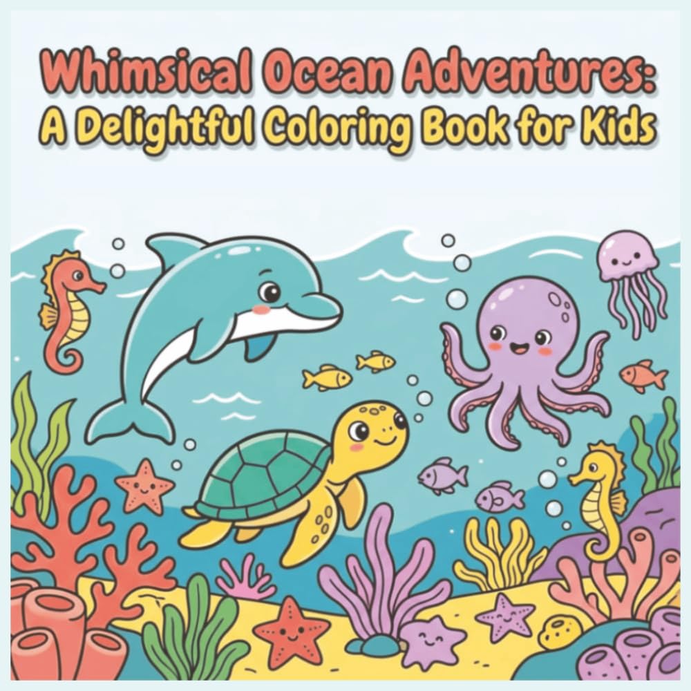 Whimsical Ocean Adventures: A Delightful Coloring Book for Kids: Explore Fun Marine Life with Simple, Bold Outlines for Ages 4-10 (Bold & Bright Coloring Books for Kids)