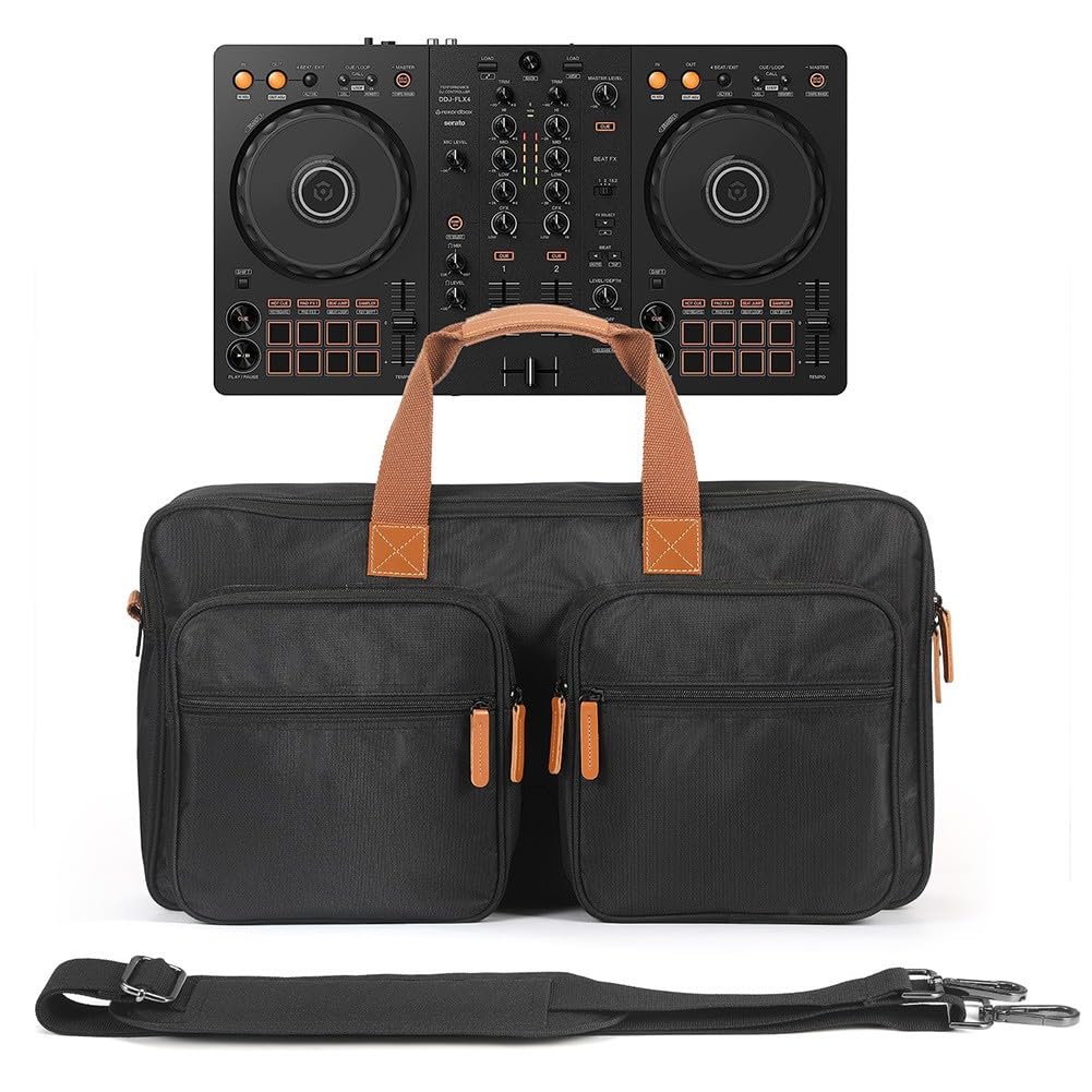 Custodia per controller Pioneer DDJ-FLX4 a 2 piani, resistente e impermeabile, con tracolla regolabile per DJ, colore: nero