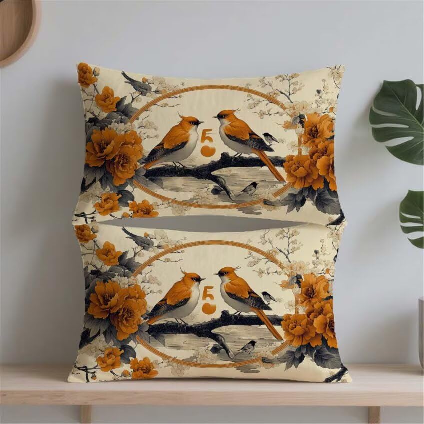 Housse de coussin 40x70cm rectangulaire lin imperméable orange l-m452 - 2