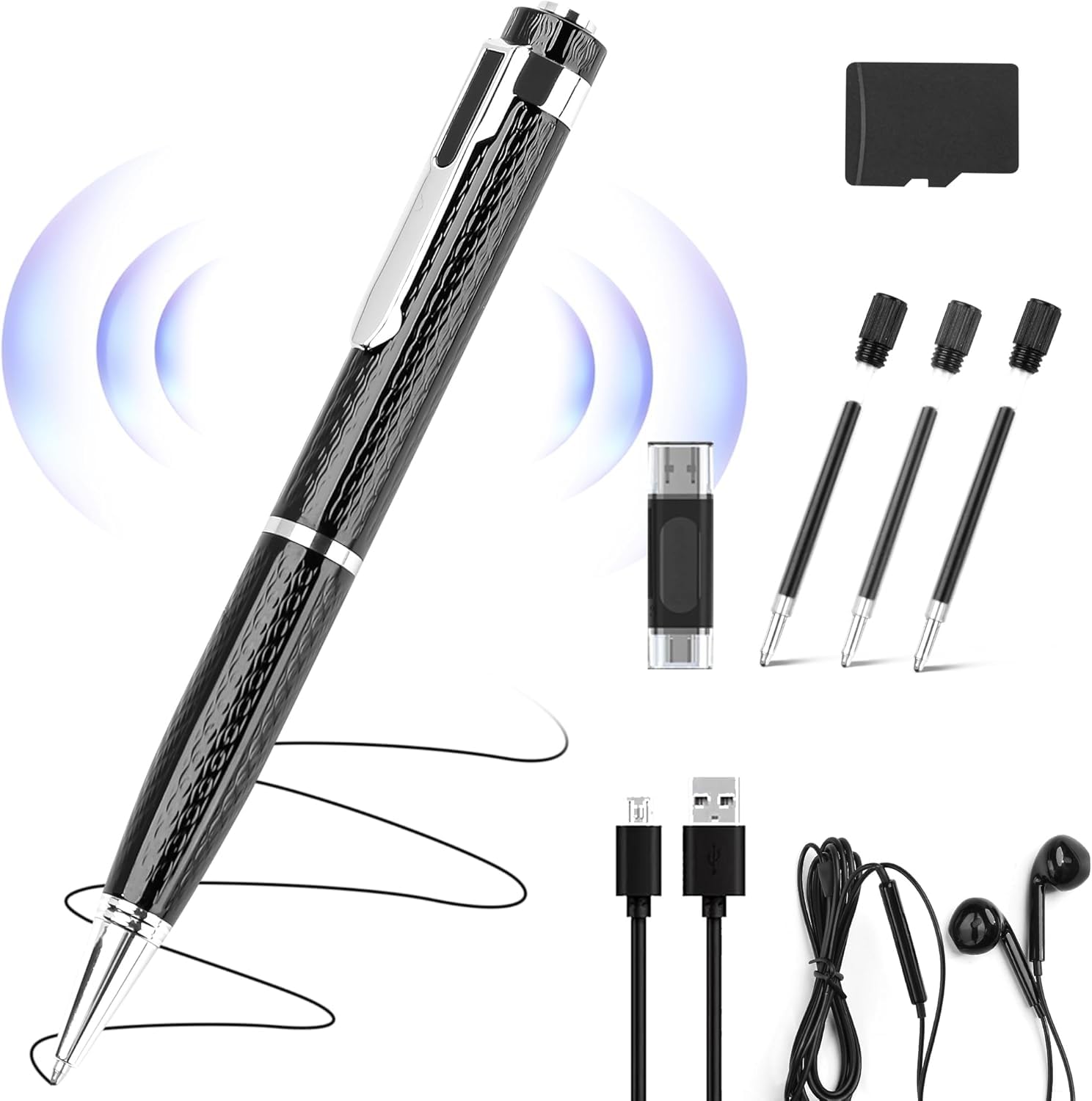 Photo 1 of 108GB Voice Recorder with Playback: Digital Recording Device with Intelligent Noise Reduction for Meetings | Lectures | Course - Portable Audio Recorder for Student | Workplace Use (Black)
