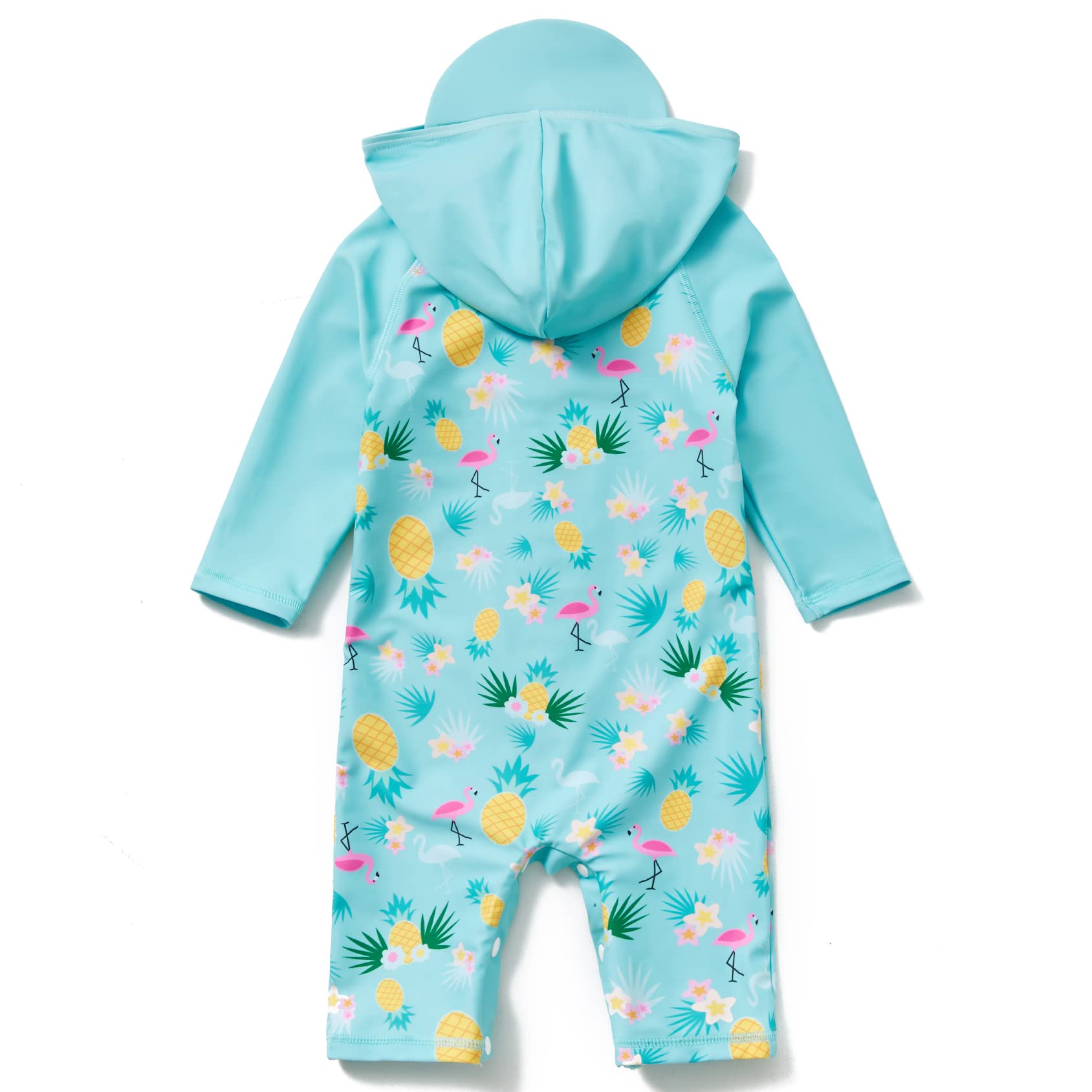 Mazuliso Baby Bambina Costume da Bagno Intero con Cappuccio UPF50+ Crotch Chiusura a Scatto Maniche Lunghe