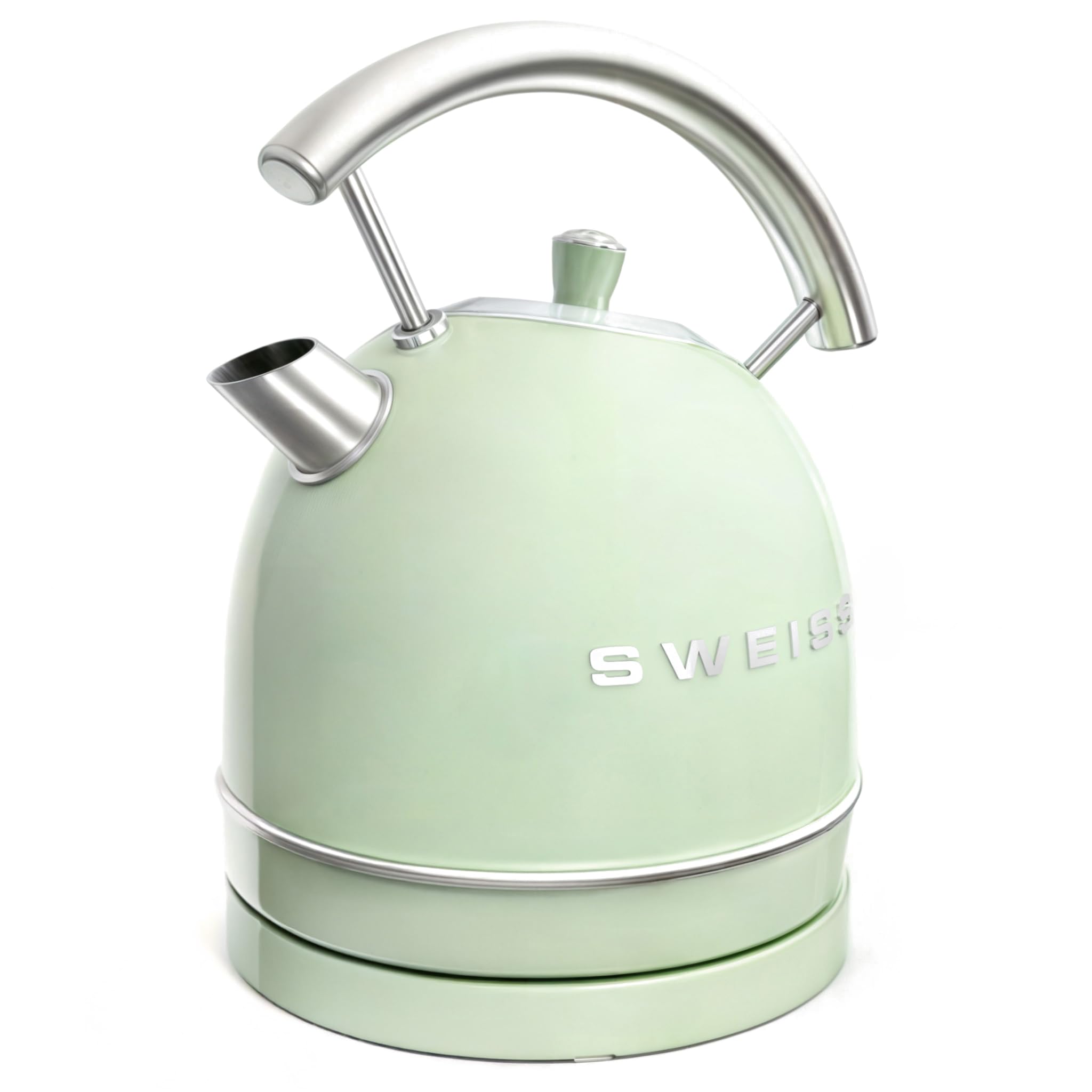 SWEISS Bouilloire électrique vintage KTL7 1,8L, Inox compacte pratique 2200W, Ébullition rapide, Niveau d'eau visible et gradué, Arrêt automatique, Socle 360°, Vert