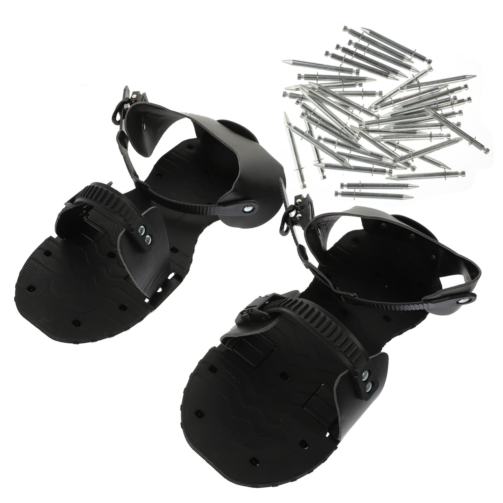 Gatuida Zapatos Aireadores de Césped de PU Negro Correas Ajustables para Jardinería, Herramienta Manual para Mejorar la Salud del Césped y Airear el Suelo