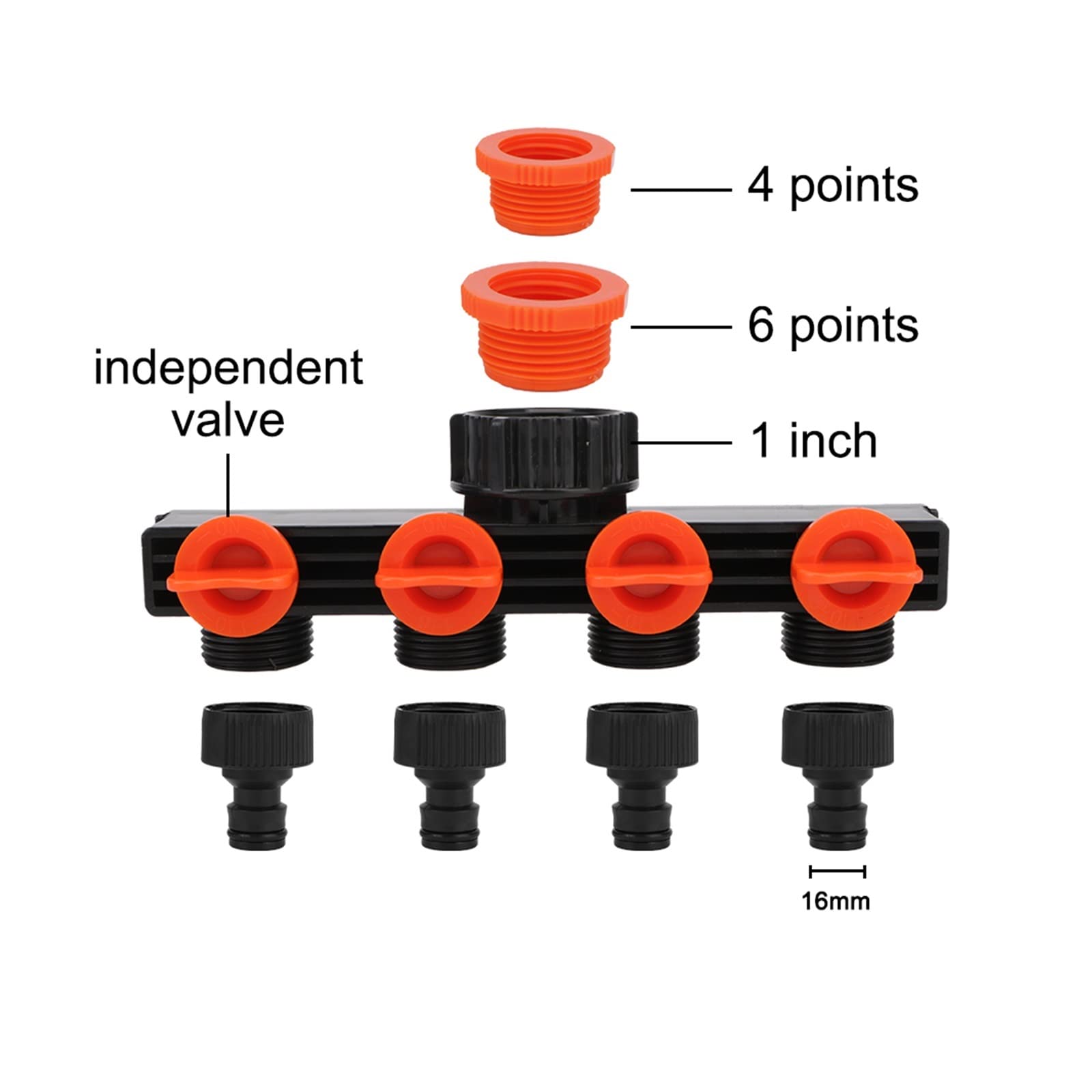 Resistir Extremos de Alta presión y Temperatura 3/4"Distribuidor de Conector de riego 4 válvulas Splitters Válvula Divisor de válvula Conectores de tubería de la Manguera for tubería de Agua for Tube