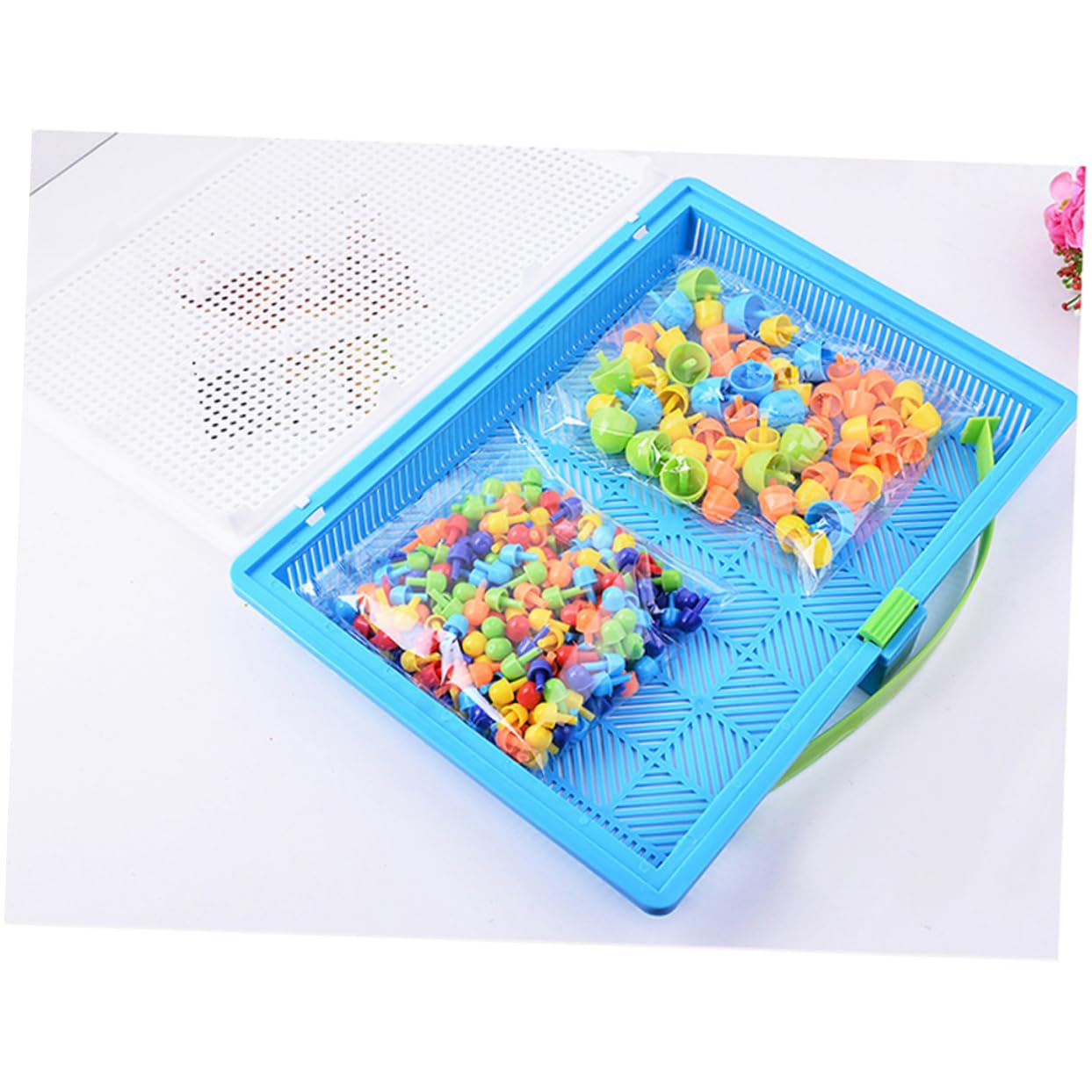 Alasum Creative Diy Mushroom Nail Pegboard Puzzle Game Set 10.83X7.48X1.18 Inch Educational Toy for Kids Early Childhood Learning Hand-Eye Coordination and Creativity Development - Image 4