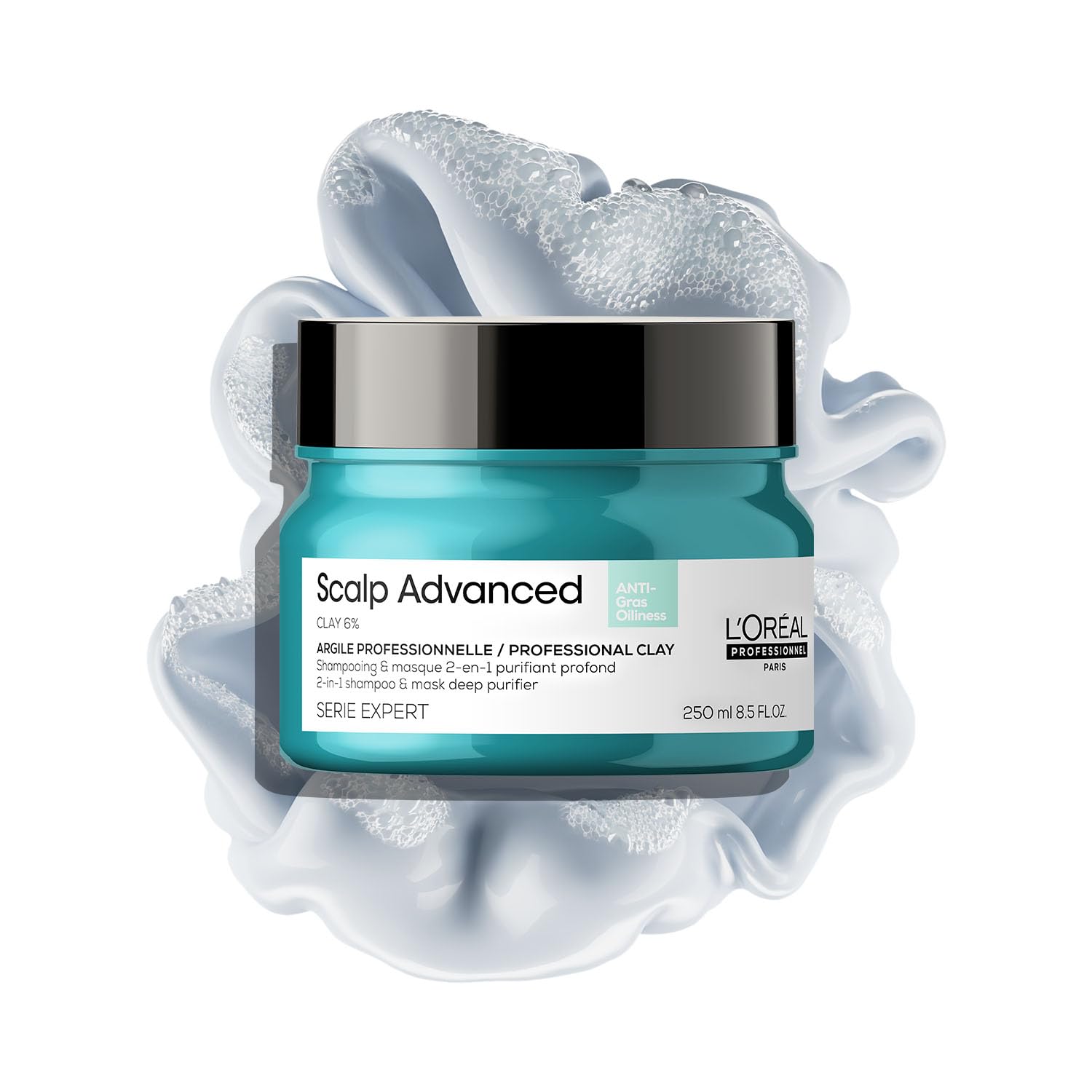 L’Oréal Professionnel Scalp Advanced Anti-Oiliness 2-In-1 Deep Purifier Clay 250gms| For Very Oily Scalps | Purifies the Scalp Deeply with 3% AHA & 6% Clay | For Men & Women