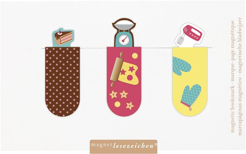 moses. 31120 Magnetic Bookmark Baking Set of 3 Magnetic Bookmarks Charming Illustrated