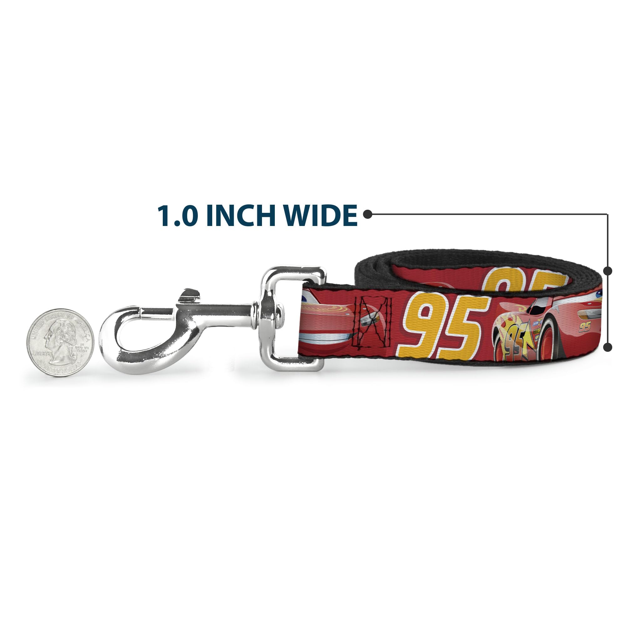 Buckle-Down Hundeleine Mit Lightning McQueen Design – 1,8 M Lang, Reißfest & Lizenziert Von Disney