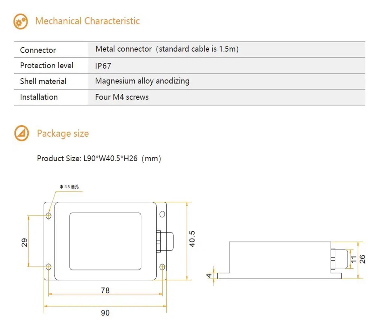 BWK228 BWK220 Inclinomètre à Deux Axes 0-5 V 0-10 V 4-20 mA 0-20 mA 0-24 mA Capteur d'angle d'inclinaison à 2 Axes Capteur de Niveau à clinomètre biaxial(0-10V(Default Range))