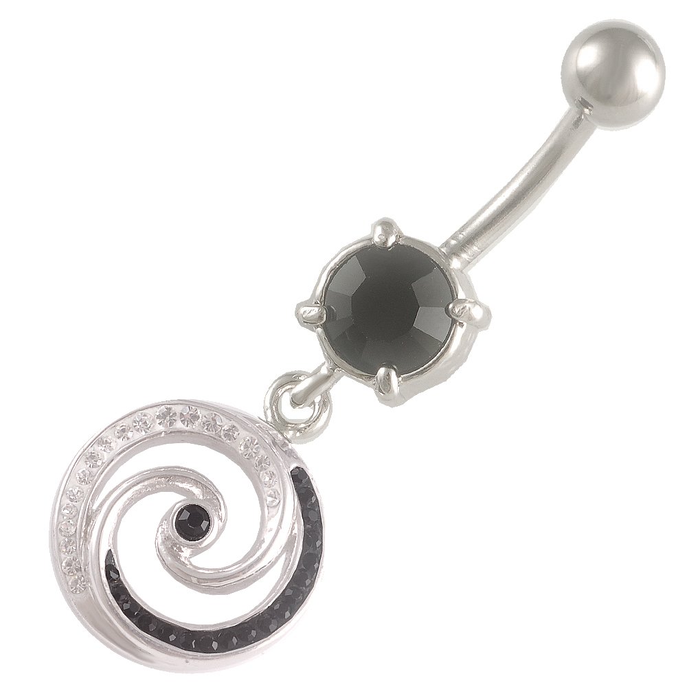 14 Gauge 1.6mm 3/8 10mm Yin yang belly Jet Crystal Ferido navel button ring bar AKOS dangling Body piercing Jewellery