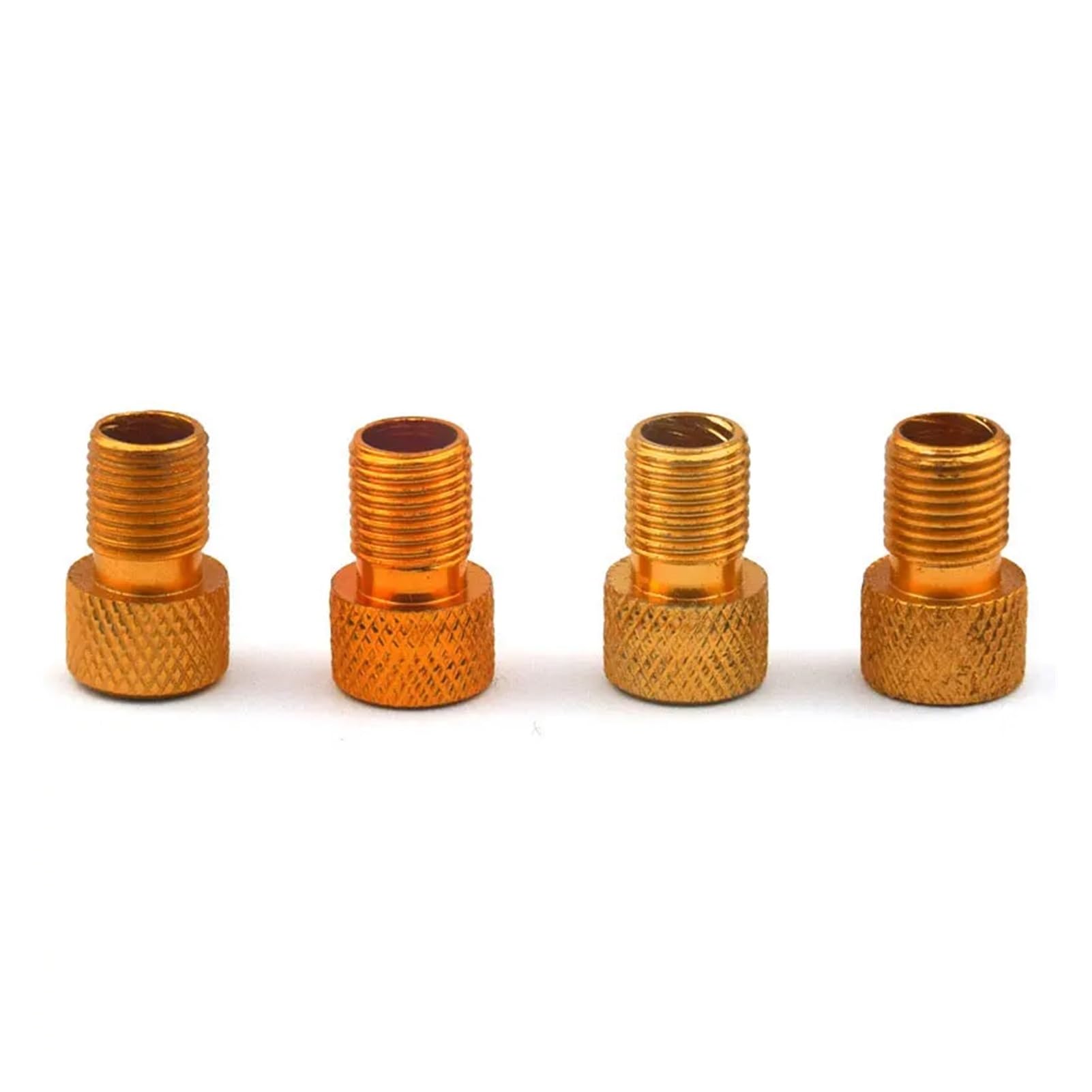 Dymkie 4Pcs Gold 4Pcs Aluminum Alloy Bike Adapter Convert Presta To Schrader Bicycle Pump Air Nozzle Tube Tools Accessories(4Pcs Gold)