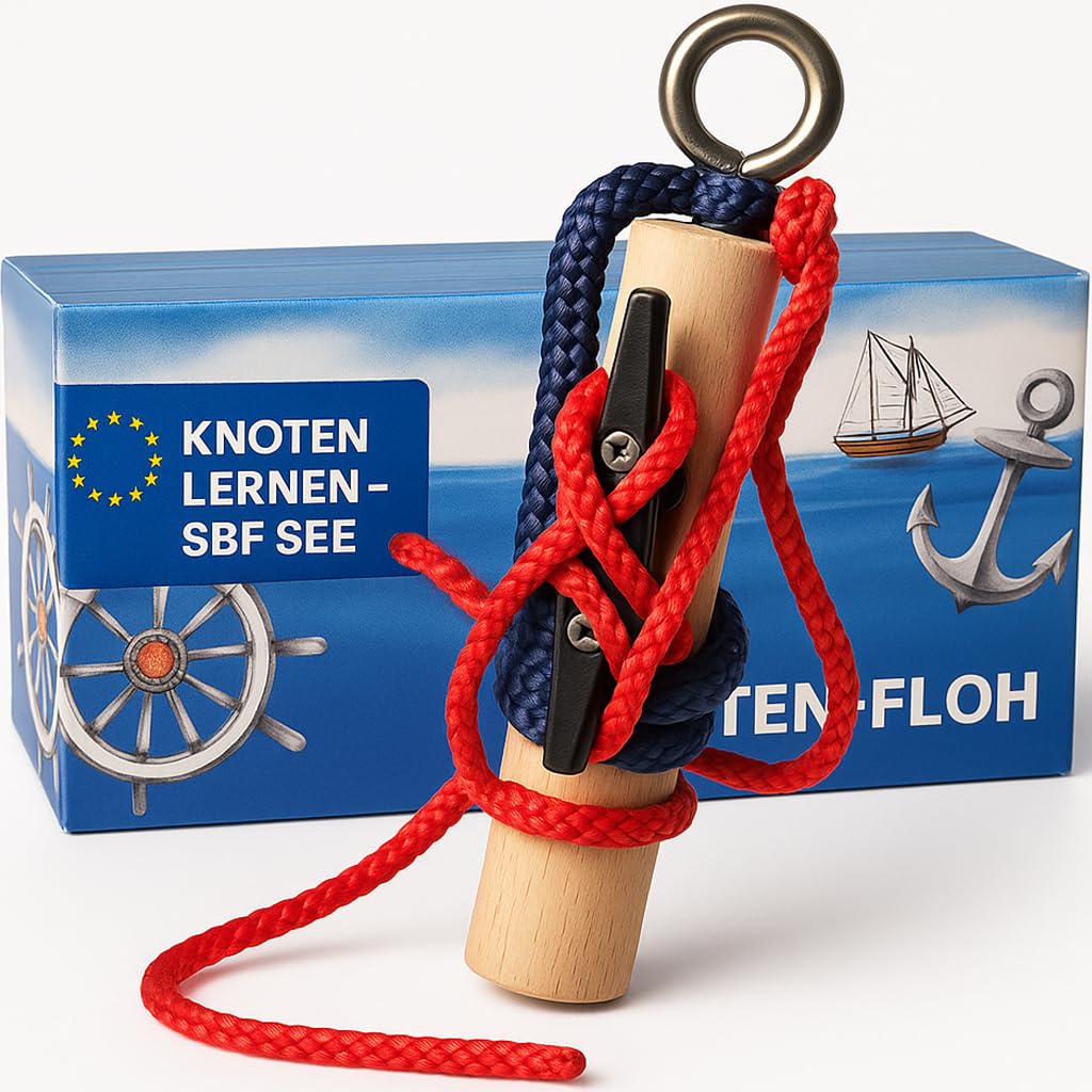 Knoten Übungsset Knoten Lernen für SBF See Bootsführerschein & Feuerwehr, Knotenübungsgerät inkl. Knotentafel und Anleitung