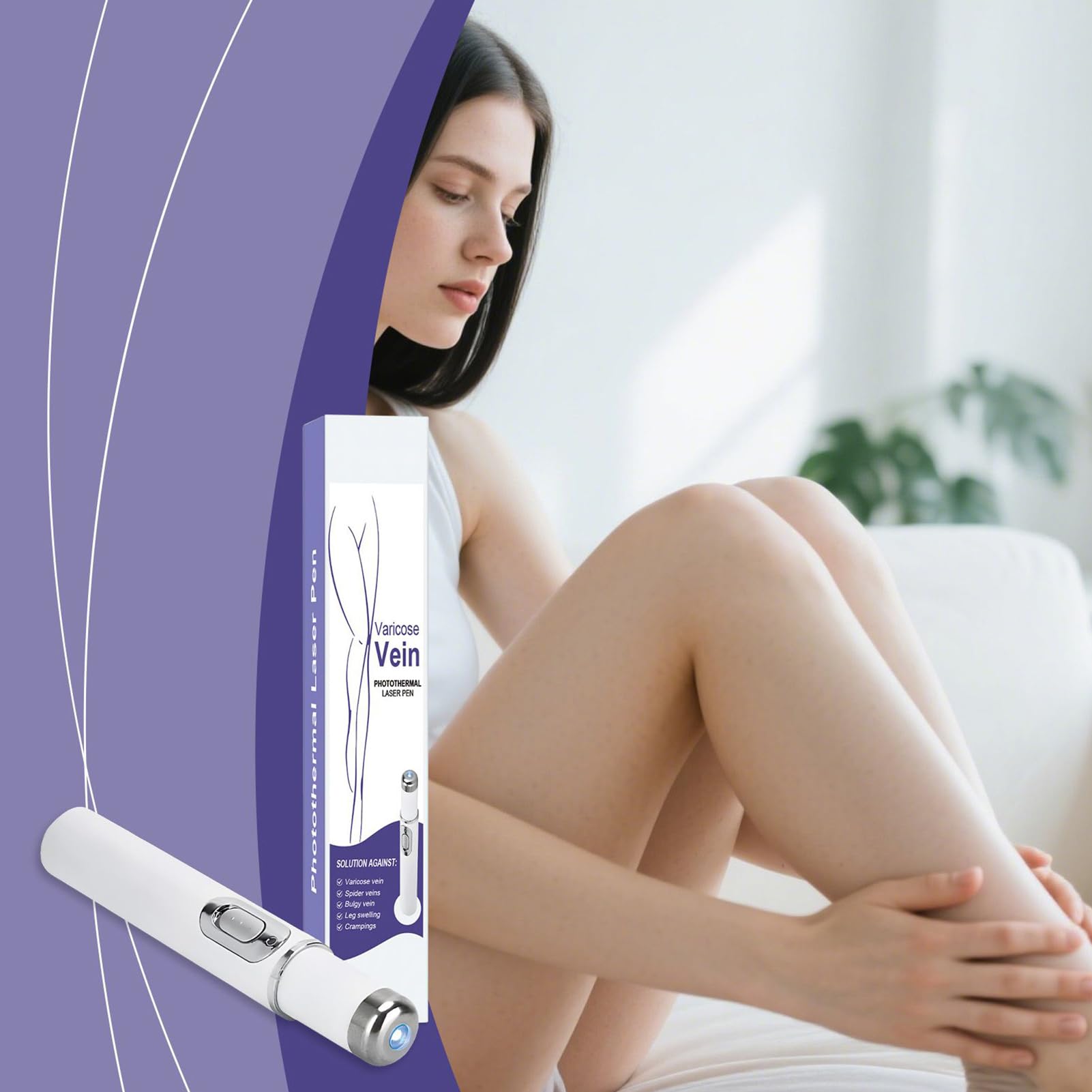 Terapia Vene varicose Penna - 5,31 pollici Luce Blu Riparazione della macchina di bellezza | Vene varicose elettroniche Blue Light Terapia senza fili ad azione rapida rimozione delle vene spese per la