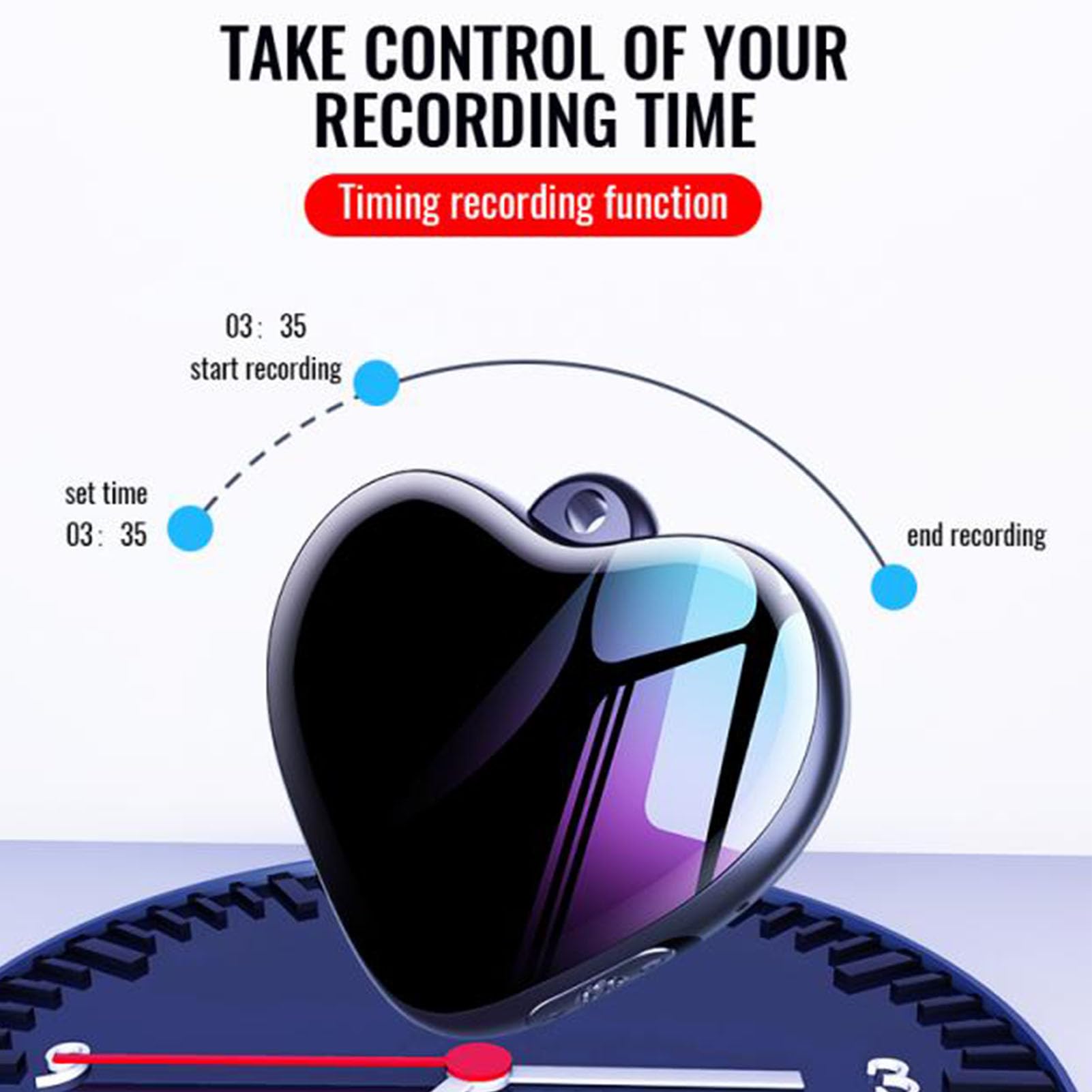 Annadue Recordadora Activada por Voz, Grabadora de Corazón de Reducción de Ruido HD Activada por Voz con Auriculares para el Trabajo, Conferencias, Reuniones, Entrevistas (64GB)