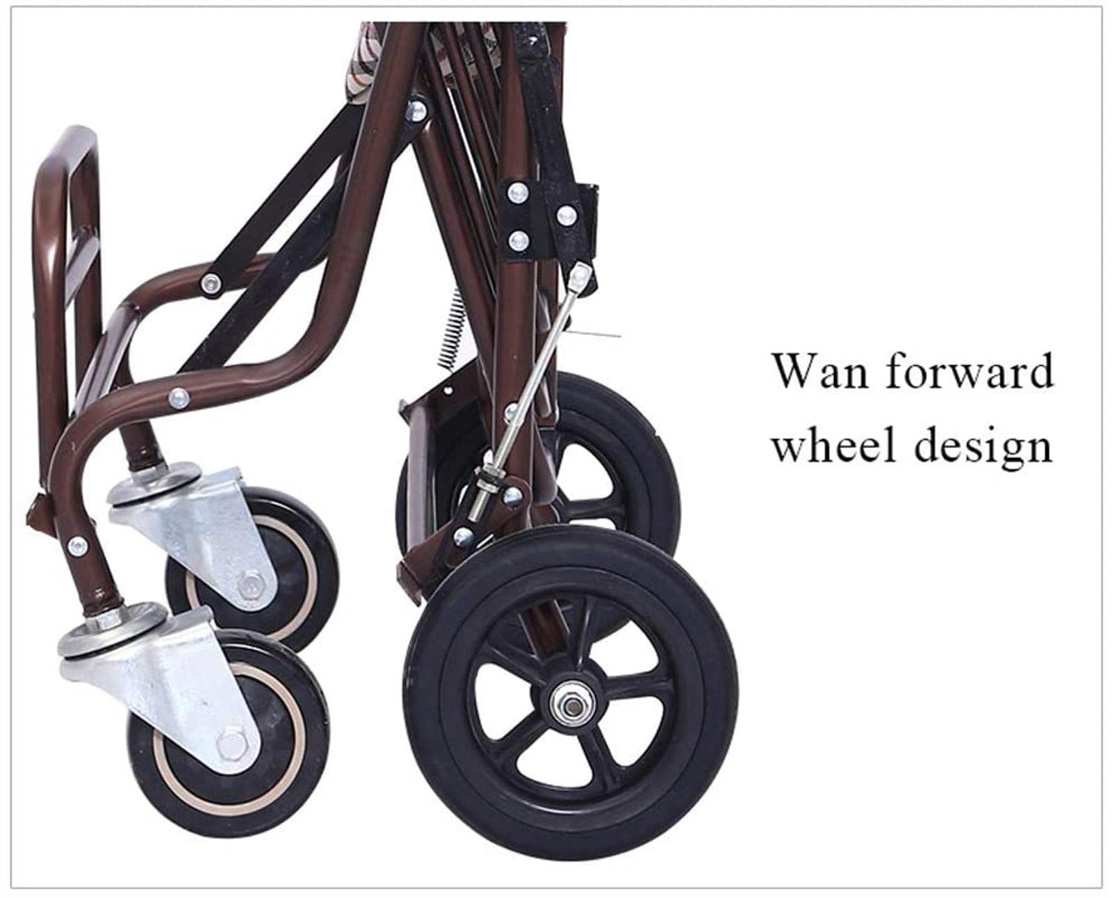 Rollator Walker - Carrito de la compra para ancianos, andador, casual con asiento, plegable ajustable de tres pasos, cuatro ruedas de alta capacidad