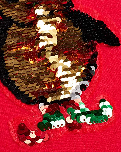 Poof Girl Ugly Christmas Sweater - Soft Cozy Flip-Sequined Holiday Pullover Tops:unicorn, Llama, Santa (Little/Big Girls), Red Penguin W/Hood, Size Small #TOP2