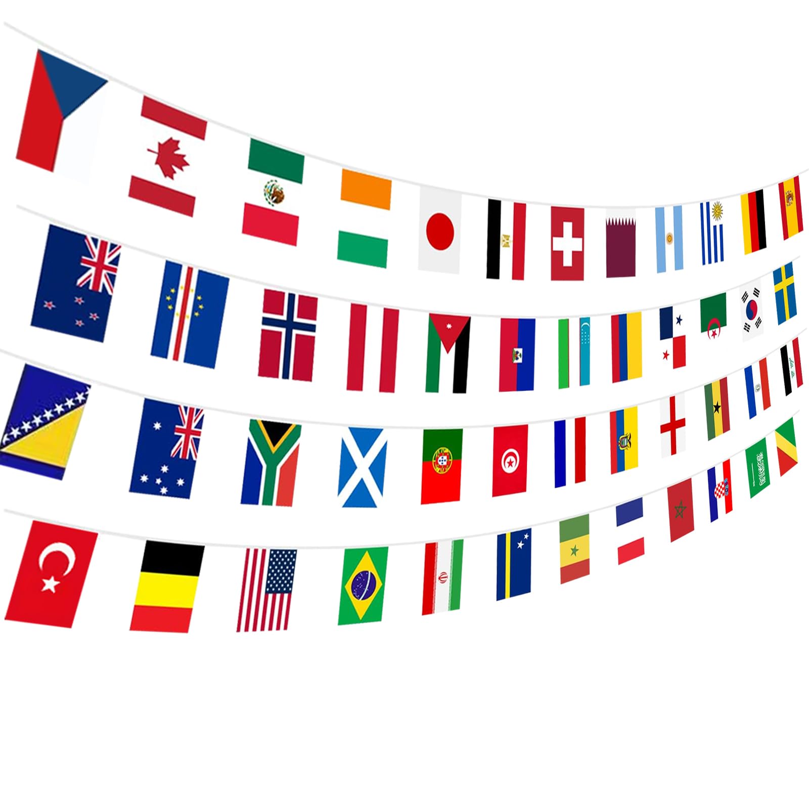 4 Pack 48 Teams Bunting for World Cup 2026, Double Sided Fabric Banner with 48 Flags for Football Party Decorations Bar Pub Garden Indoor Outdoor (14 x 21 cm Flags, 14.5 m)