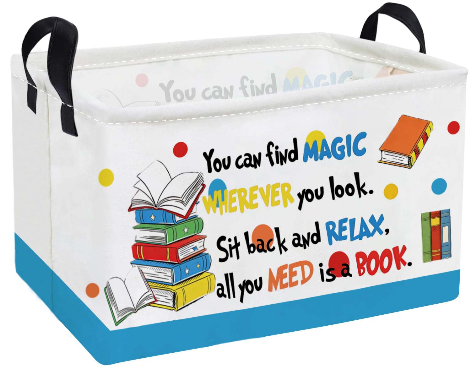 Essme Rectangular Kids Baskets,Book Storage Box,Cute Basket for Kids with Handles for Room Decor, Book Bins,Shelf Basket.(Book)