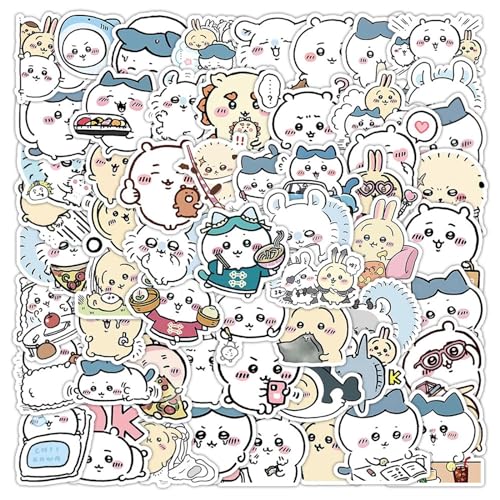 60pcs Kawaii Chiikawa Stickers for Kids Travel Case,Cute Japanese Cartoon Vinyl Stickers Funny Trendy Waterproof Decals for Teens Water Bottle Phone Journal Guitar Skateboard