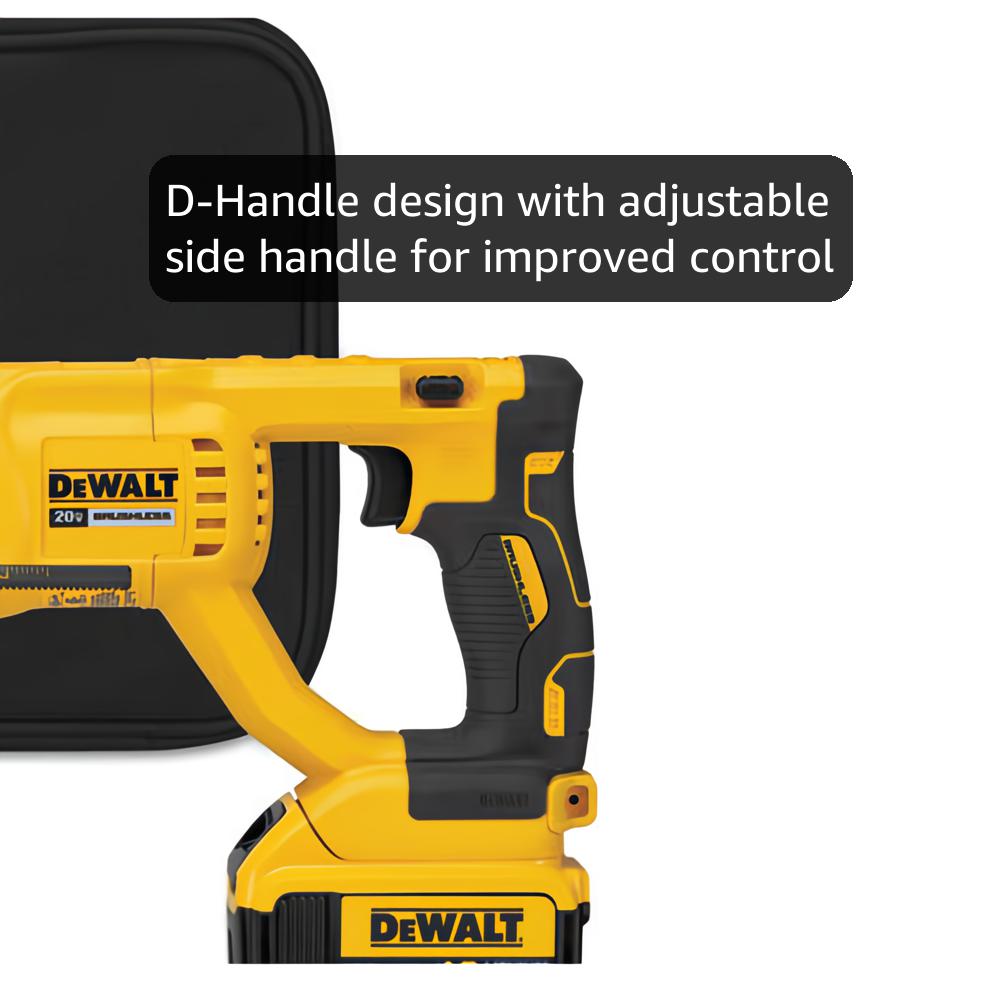 DEWALT DCH133M2 20V Max XR Brushless 1” D-Handle Rotary Hammer Kit