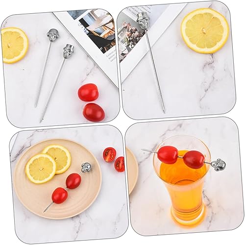 Miniatura 9 de Abaodam 10 piezas de palitos de guarnición de frutas de calavera para bebidas de Navidad, brochetas de sándwich, aceitunas, cojines decorativos para
