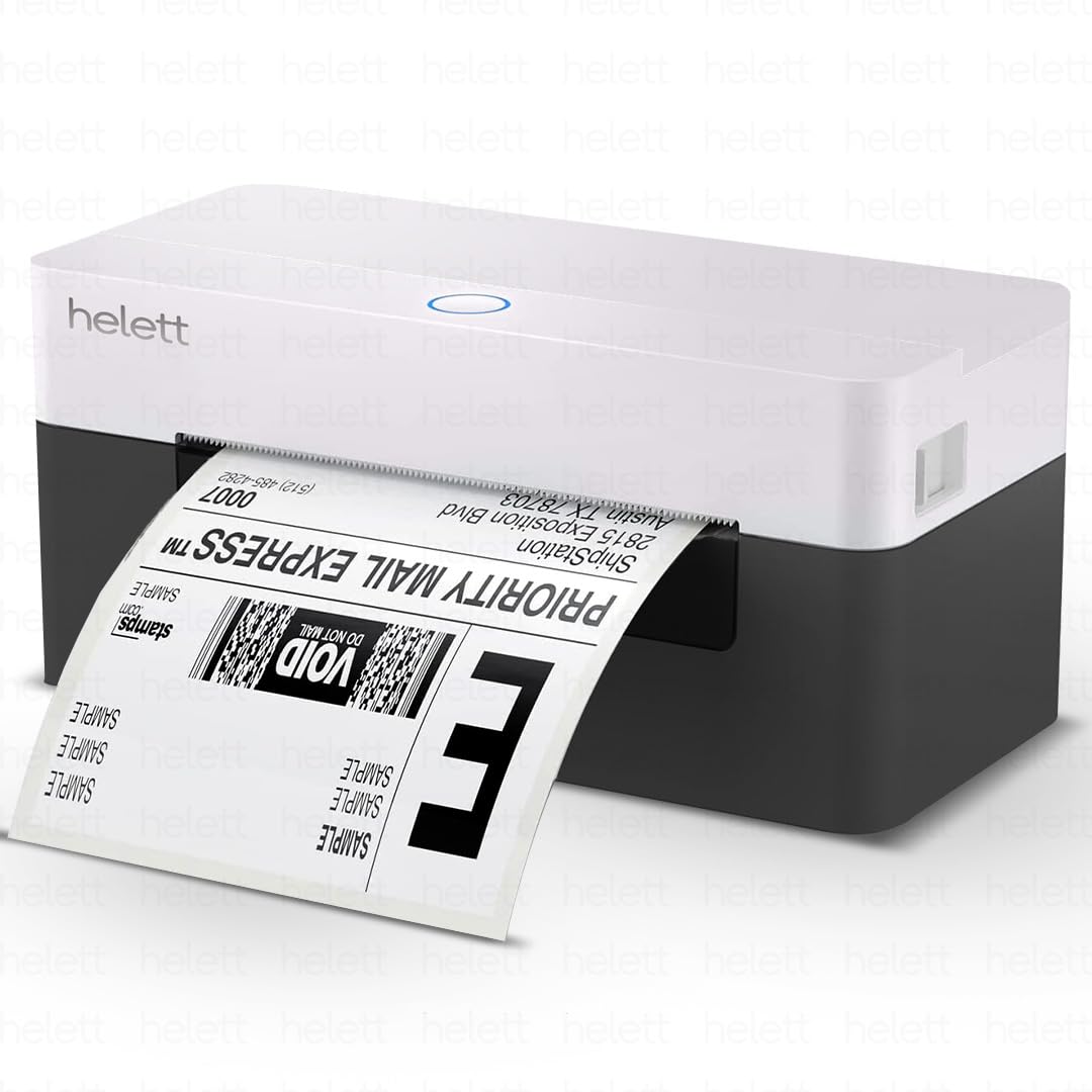 helett® H30C USB Direct Thermal 4×6 Shipping Label Printer(Barcode) Adjustable Label Size|203DPI Resolution|152mm/s Printing Speed Compatible with Windows,Mac,Linux Chrome OS|White(1Year Warranty)