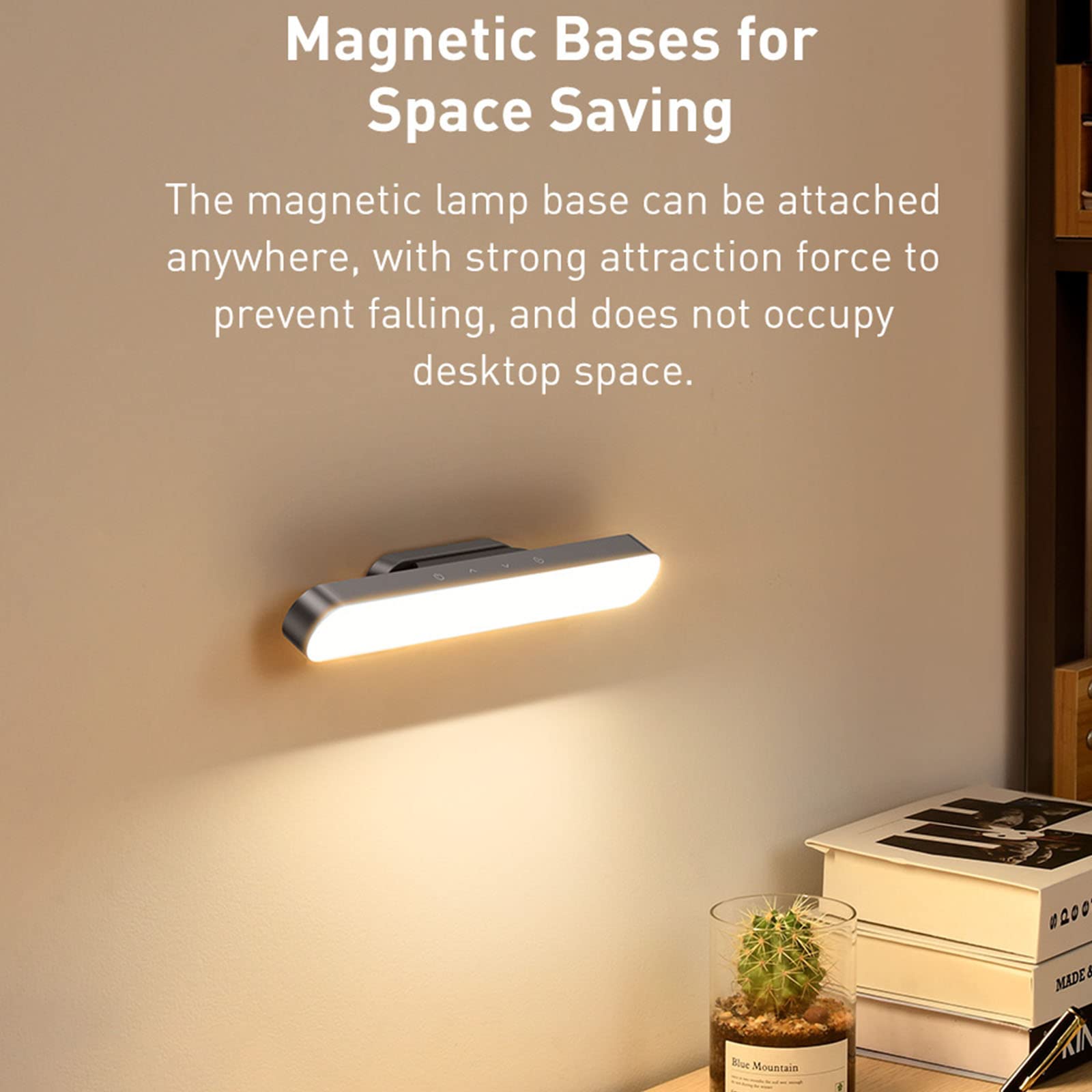 Luce Notturna Magnetica A LED, Luce da Lettura Touch Wireless A Sospensione Ricaricabile USB, Lampada da Parete da Comodino per Camera da Letto con Oscuramento Continuo