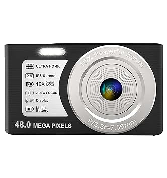 LEQTRONIQ 4K Digital Camera 48 MP Camera with 32GB SD Card, 16x Digital Zoom & Autofocus Compact Camera for Recording, Vlogging, Streaming with 1 Year Warranty (2 Batteries) (Black)