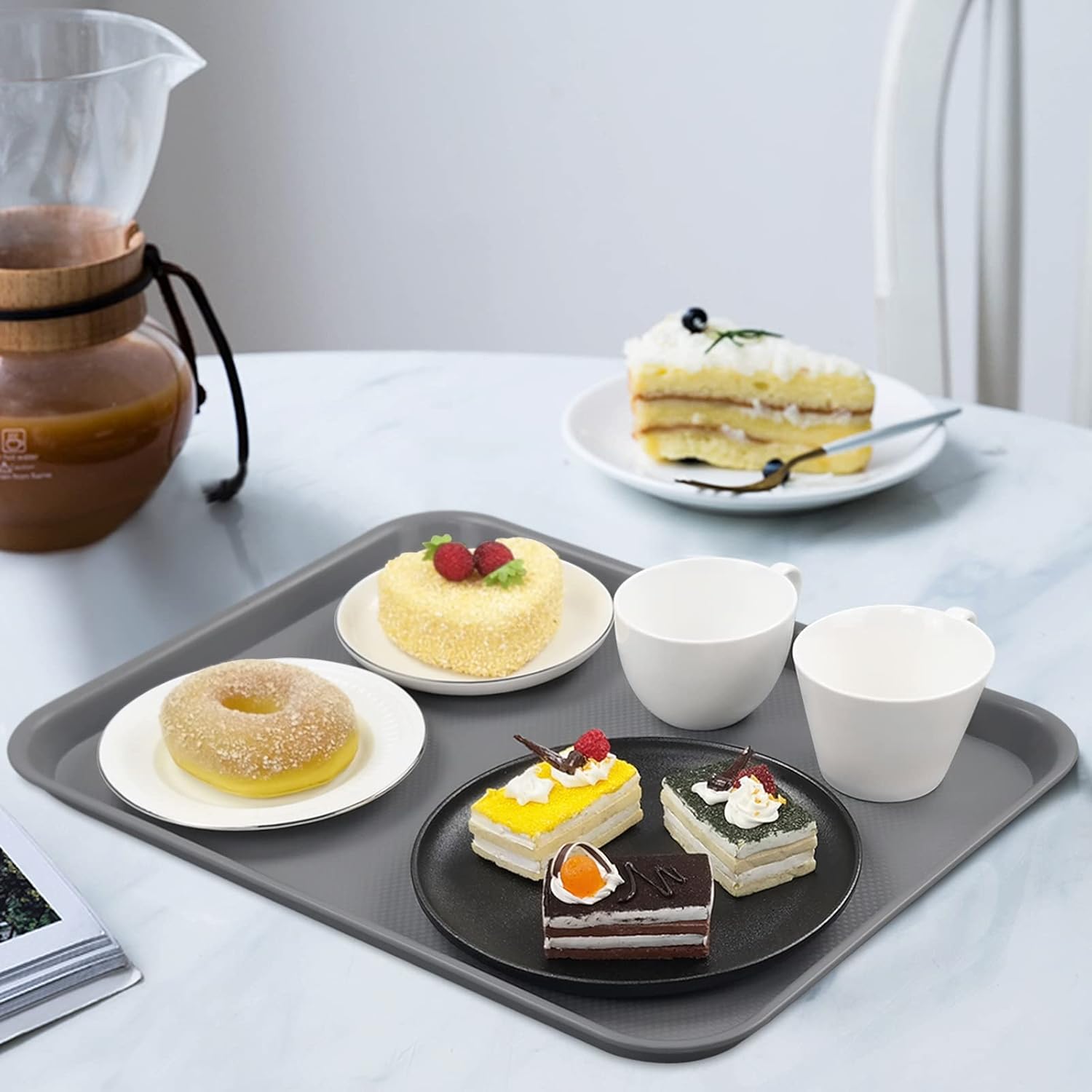 12-Pack Plastic Fast Food Service Trays, Rectangular Cafeteria Tray - Image 6