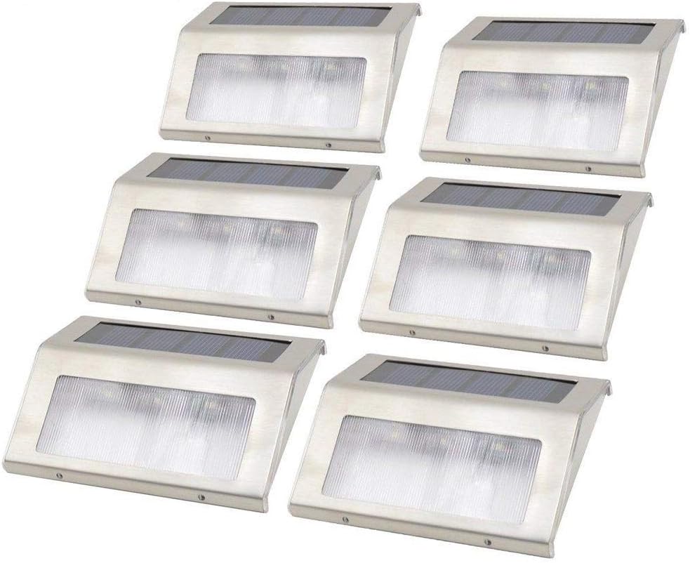 TDA Outdoor Solar Lights, 3 LED Solar Bright Deck Step Light Outdoor Waterproof Stainless Steel Garden Lamp for Deck Posts, Staircase, Porch, Garden, Fence, Path, Patio, Walkway or Driveway (4 Pack)